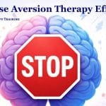 Concept image: a brain with a stop sign to indicate aversion therapy