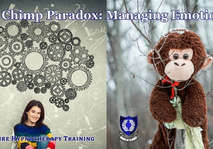 concept image for the chimp paradox, a brain and a toy chimp