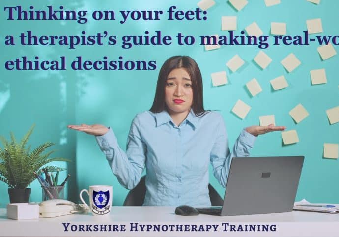 concept image: therapist puzzled over an ethical dilemma