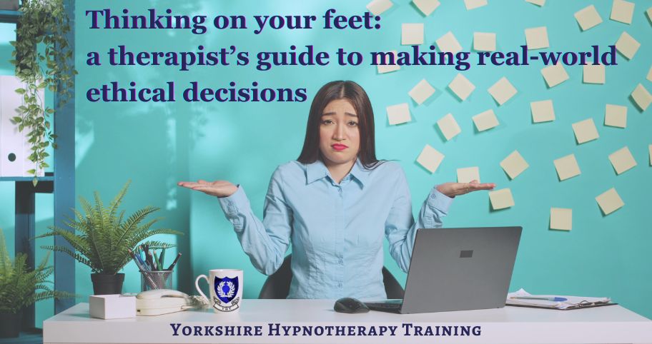concept image: therapist puzzled over an ethical dilemma