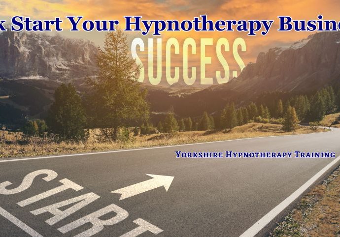 concept image: a road marked start leading to a destination of success for kick start your hypnotherapy business