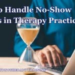 concept image for handling clients who don't turn up for sessions: a man using a computer with an egg timer beside him indicating wasted time.