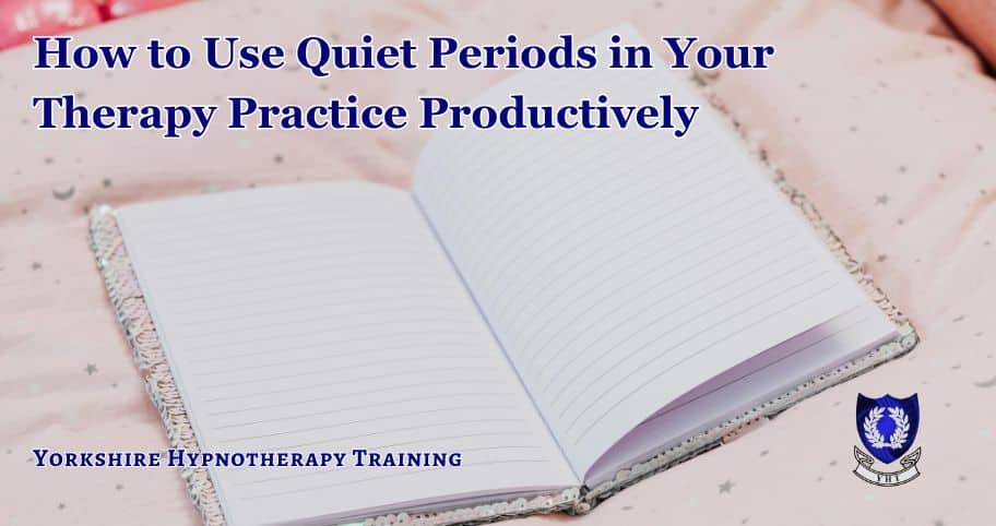 concept image an empty diary to indicate quiet time in a therapy practice