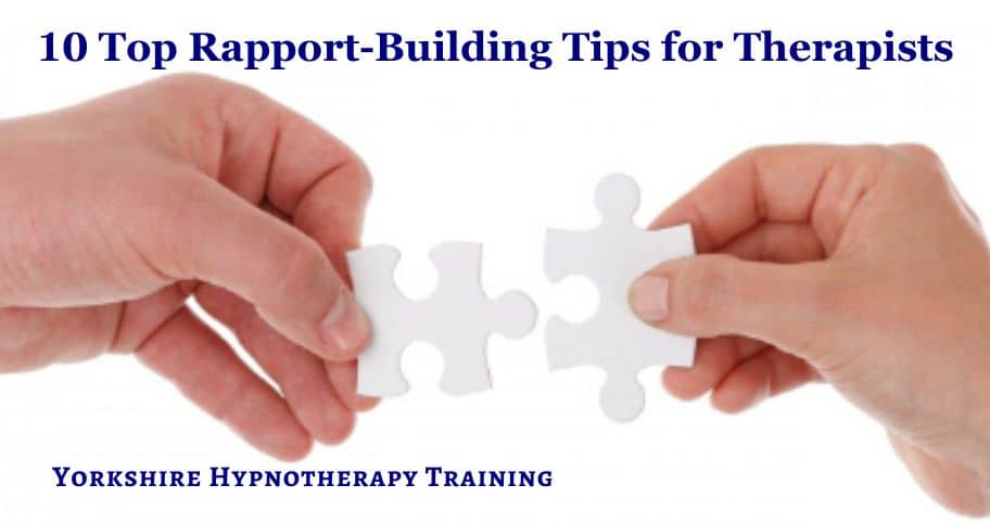 concept image, hands fitting two jigsaw pieces together to indicate rapport