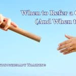 When to Refer a Client On (And When to Say No) Concept image: one hand passing a baton to another to represent passing clients on to a new therapist