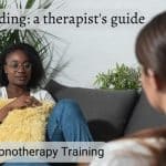 a client and therapist chatting