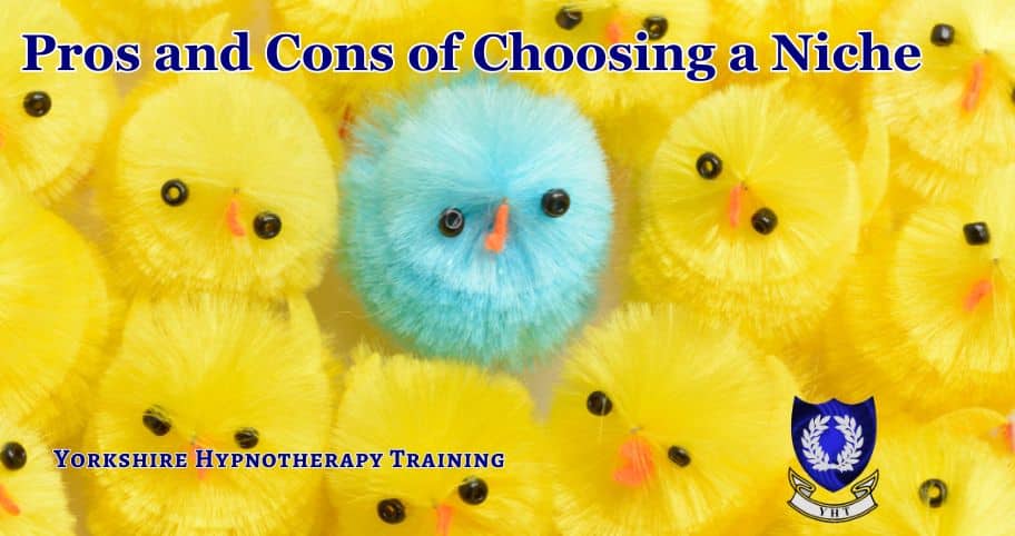 concept image for therapists niching: one blue chick amongst lots of yellow ones