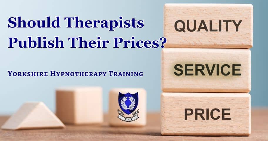 concept image: should therapists publish their prices. blocks featuring the words quality, service, price,